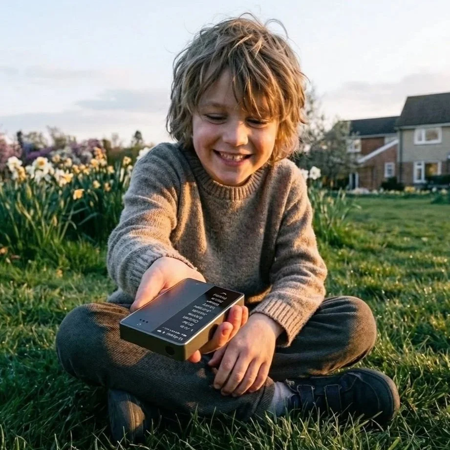 Kid using LOUP Screenless Phone